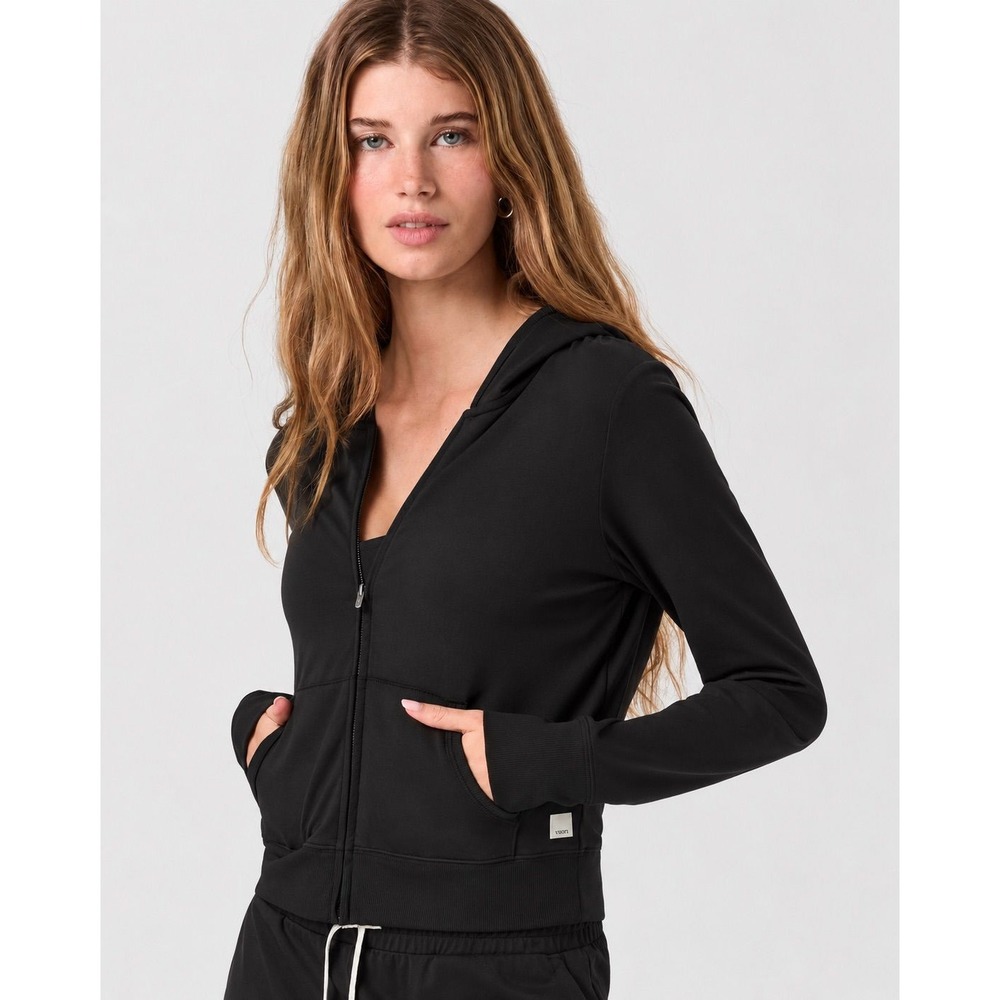 Vuori Halo Mini Full Zip Hoodie Black Womens Small VW2004 - Picture 1 of 6